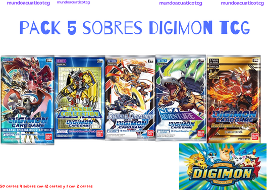 5 sobres Digimon TCG